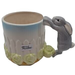 Vintage 1989 Bergschrund Seattle Rabbit Bunny Hand Painted 3D Mug NEW Rare